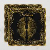 Invitation Elegant Popular Gold Wings (Devant / Derrière)