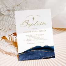 Elégant porte bleu marine avec Croix d'or | Baptêm