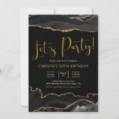 Invitation Elégant Porte Noir et Or Faisons la fête (Devant)