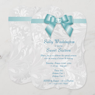 Invitation Élégant Posh Diamant Arc & Damassé Sweet 16