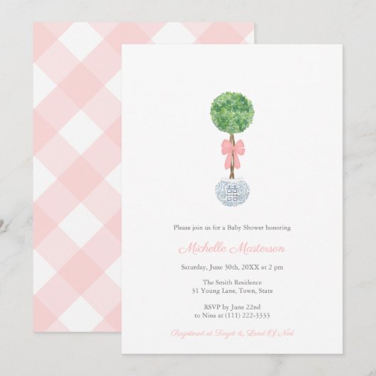 Invitation Élégant Pot de gingembre en buis pour Baby Shower (Devant / Derrière)