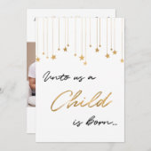 Invitation Élégant pour nous Un enfant est né Gold Photo (Devant / Derrière)