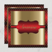 Invitation Élégant pour toutes occasions | Rouge et Or (Devant / Derrière)
