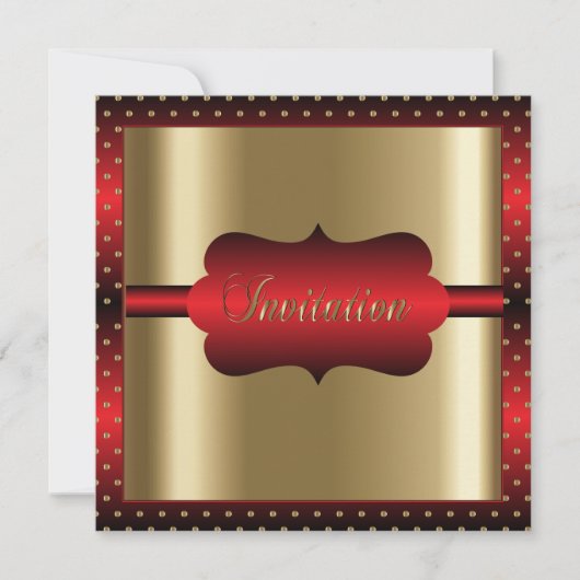 Invitation Élégant pour toutes occasions | Rouge et Or (Devant)