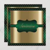 Invitation Élégant pour toutes occasions | Vert et Or (Devant / Derrière)