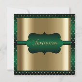 Invitation Élégant pour toutes occasions | Vert et Or (Devant)