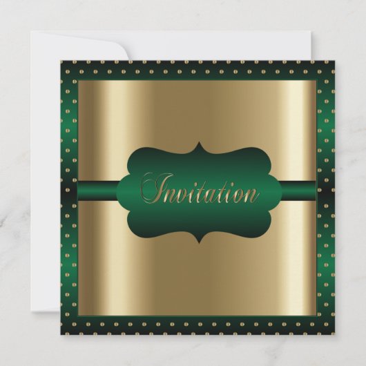 Invitation Élégant pour toutes occasions | Vert et Or (Devant)