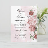 Invitation Élégant Poussiéreux Rose Floral Rose Sauge Vert Ro (Debout devant)