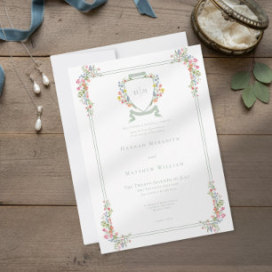 Invitation Élégant Poussiéreux Sage Pâle Crête de Fleur Sauva