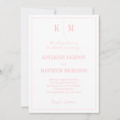 Invitation Elegant Powder Pink Monogram Wedding  (Devant)