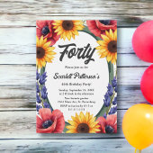 Invitation Elégant pré rustique été floral 40e anniversaire