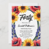Invitation Elégant pré rustique été floral 40e anniversaire (Devant)
