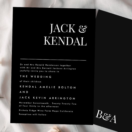 Invitation Élégant Premium | Mariage de noms modifiables