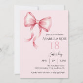 Invitation Elegant Preppy Coquette Bow Birthday Party (Devant)