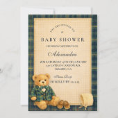 Invitation Elegant Preppy Teddy Bear Baby Shower (Devant)