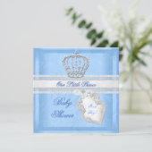 Invitation Élégant Prince Baby shower garçon bleu petit princ (Debout devant)