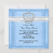 Invitation Élégant Prince Baby shower garçon bleu petit princ (Dos)