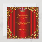 Invitation Élégant Prince Baby shower Regal Red Gold Boy (Dos)