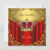 Invitation Élégant Prince Baby shower Regal Red Gold Boy (Devant)