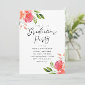Invitation Elégant printemps aquarelle Floral Graduation Part (Debout devant)