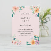 Invitation Élégant printemps floral Pâques rose (Debout devant)