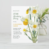 Invitation Élégant printemps Jaune Daffodile Floral Anniversa (Debout devant)