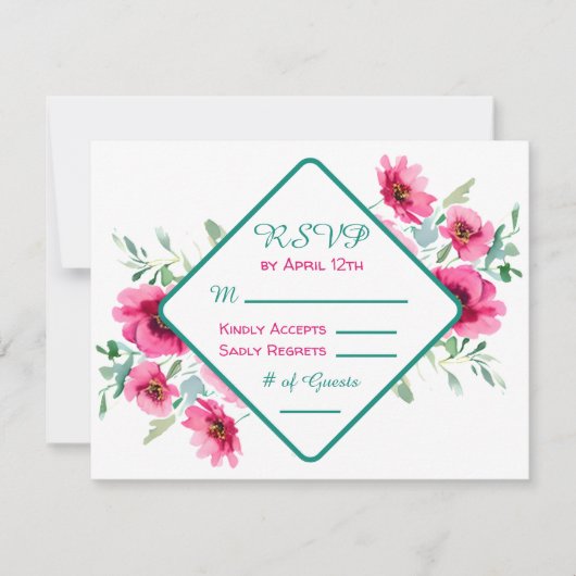 Invitation Elégant Printemps rose Floral Mariage RSVP (Devant)