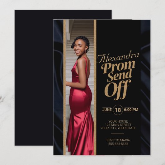 Invitation Élégant Prom de rattrapage oculaire Envoi de la ph (Devant / Derrière)