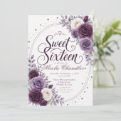 Invitation Élégant prune améthyste Sweet 16 (Debout devant)