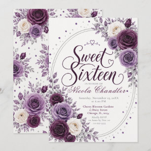 Invitation Élégant prune améthyste Sweet 16