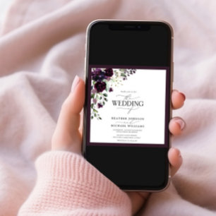 Invitation Elégant prune violet mauve floral aquarelle photo