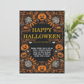 Invitation Elegant Pumpkin & Cobweb Halloween Costume Party  (Debout devant)