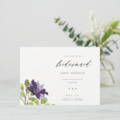 INVITATION ELÉGANT PURANT BLEU FLORAL COULEUR D'EAU BRIDESMAI (Debout devant)