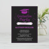 Invitation Elegant Purple 2018 Grad Casquette Grad Graduation (Debout devant)