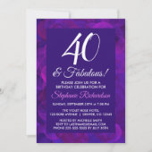 Invitation Elégant Purple 40 & Fabuleux fête d'anniversaire (Devant)