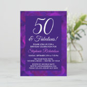 Invitation Elégant Purple 50 & Fabuleux fête d'anniversaire (Debout devant)