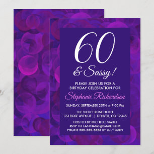 Invitation Elégant Purple 60 et fête d'anniversaire Sassy