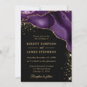 Invitation Elegant Purple Agate & Gold Wedding (Devant)