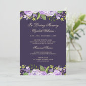 Invitation Elégant Purple Aquarelle Floral Service (Debout devant)