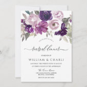 Invitation Elégant Purple Aquarelle Florale Dîner de répétiti (Devant)