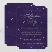 Invitation Élégant Purple+Blanc Étoiles magiques Fête d'Hallo (Devant / Derrière)