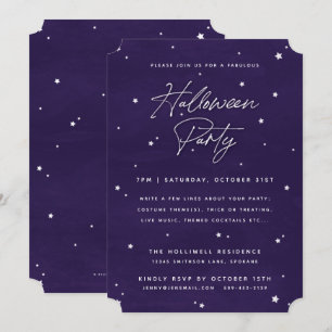 Invitation Élégant Purple+Blanc Étoiles magiques Fête d'Hallo