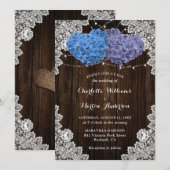 Invitation Elegant Purple Blue Rustic Floral Wedding (Devant / Derrière)