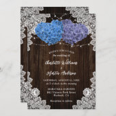 Invitation Elegant Purple Blue Rustic Floral Wedding (Devant / Derrière)