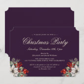 Invitation Elegant Purple Botanical Christmas Holiday Party (Devant / Derrière)