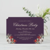 Invitation Elegant Purple Botanical Christmas Holiday Party (Debout devant)
