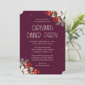 Invitation Elegant Purple Botanical Christmas Holiday Party (Debout devant)