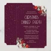 Invitation Elegant Purple Botanical Christmas Holiday Party (Devant / Derrière)