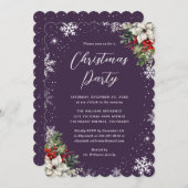 Invitation Elegant Purple Botanical Snowflake Christmas Party (Devant / Derrière)