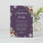 Invitation Elegant Purple Botanical Snowflake Christmas Party (Debout devant)